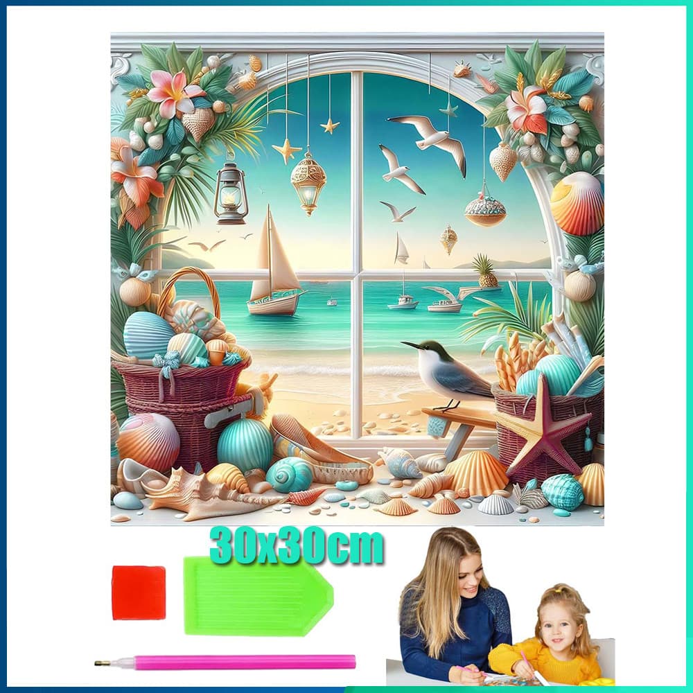 Quadrado Pintura Diamante 5D Pintura de Diamante Pintura DIY 5D Diamante 30x30cm paisagem marítima