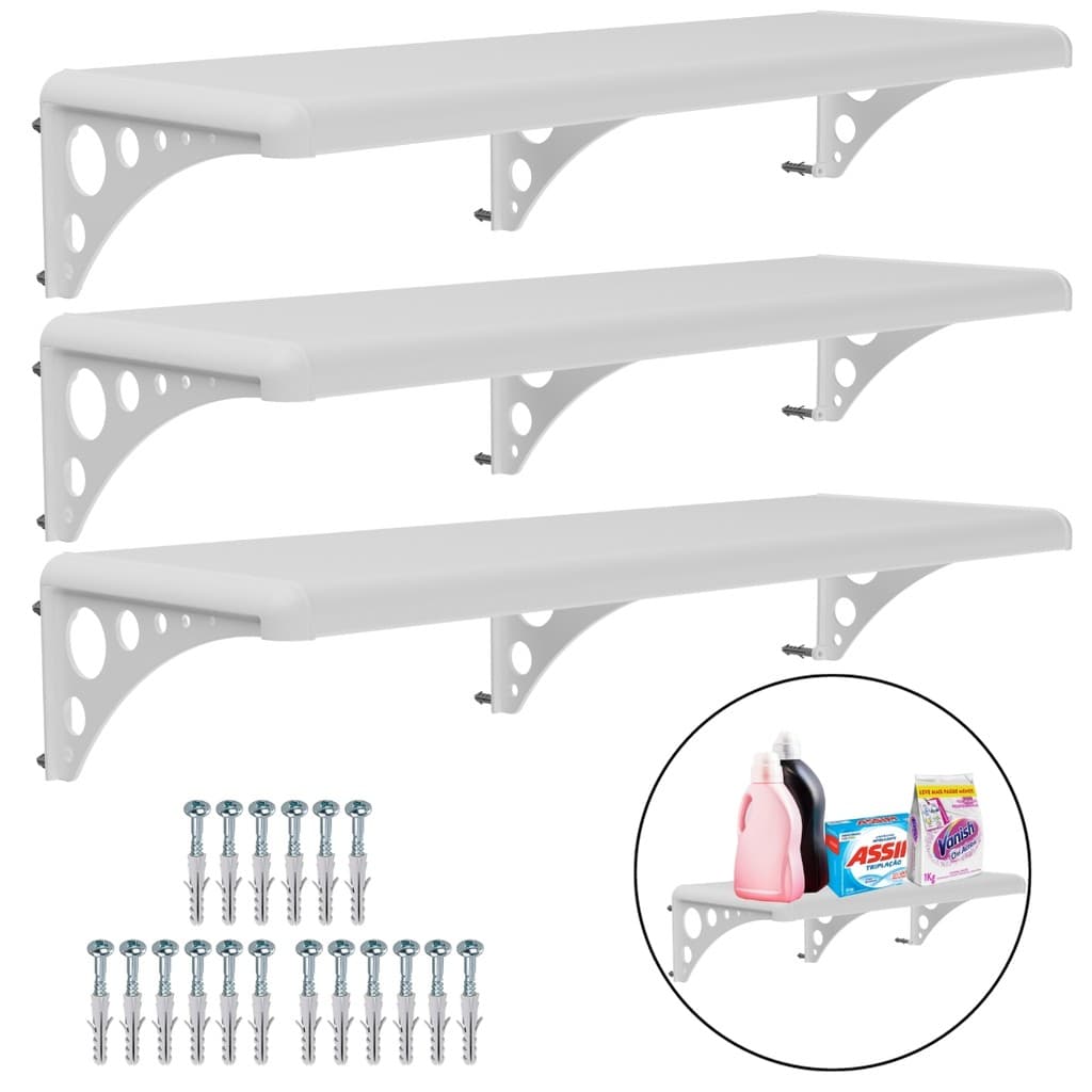 Kit 3 Prateleiras Multiuso Branca com Suporte 80x20cm Astra Jogo de Prateleiras Organização Parede Casa