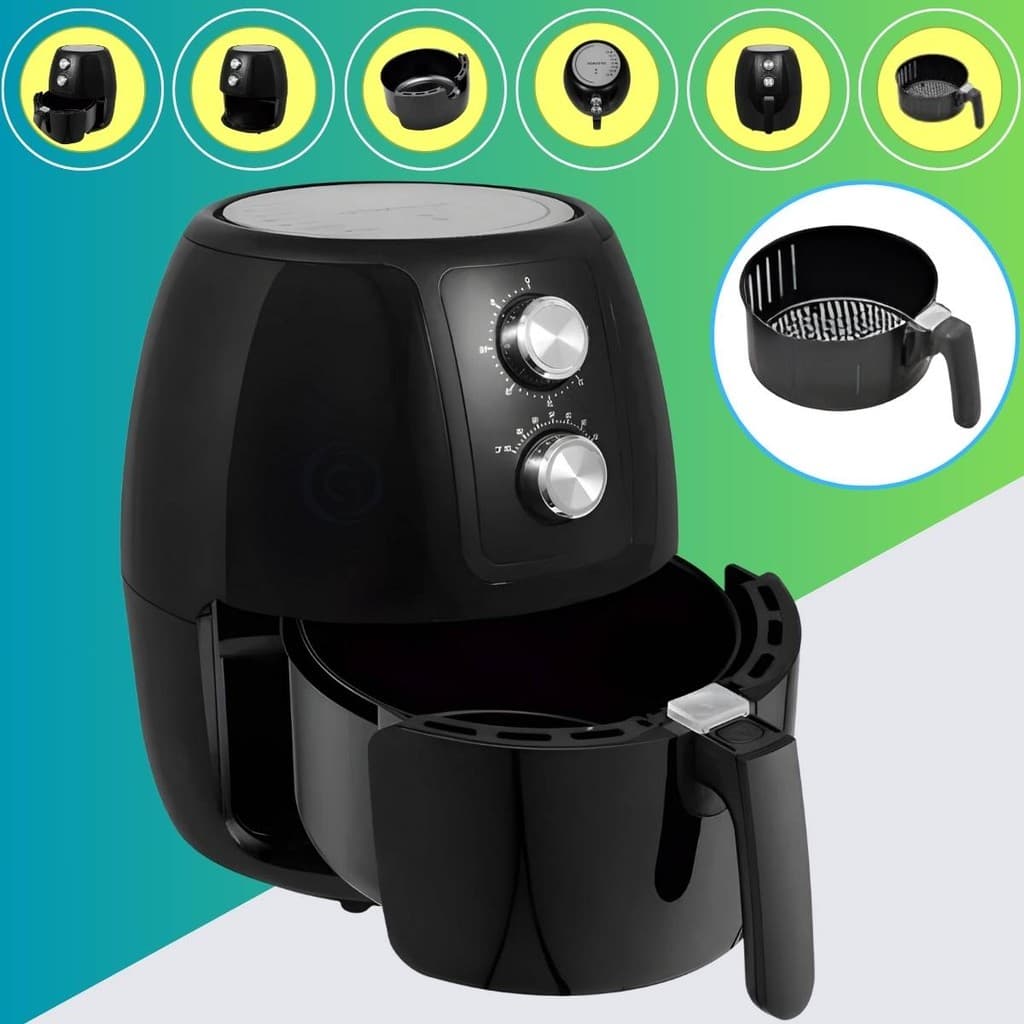 Air Fryer Fritadeira Elétrica, Sem Óleo ,Agratto Supremma 3,6L Preta Saudável, Econômica, e Crocante