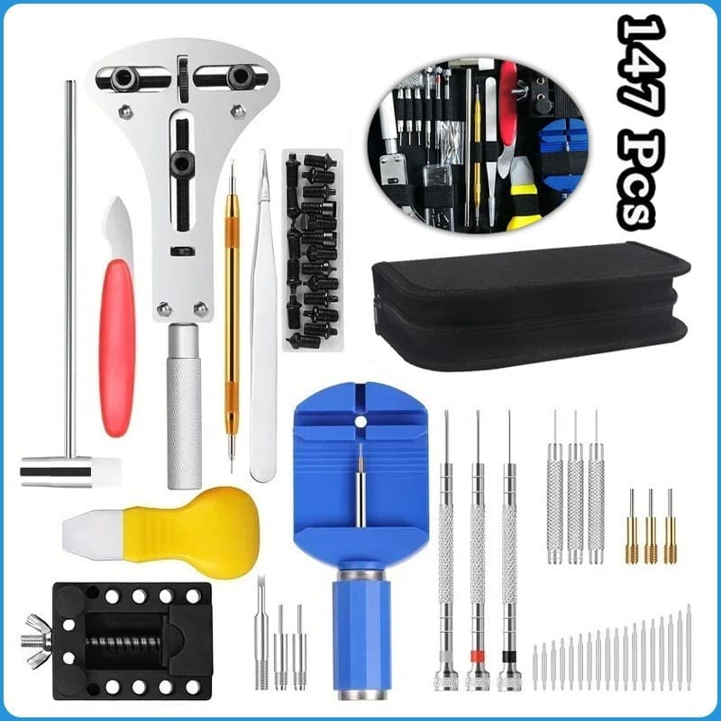Kit De Ferramentas Para Desmontagem E Reparo De Relógios Com 147 Peças Kit Completo De Ferramentas Para Relojoeiros
