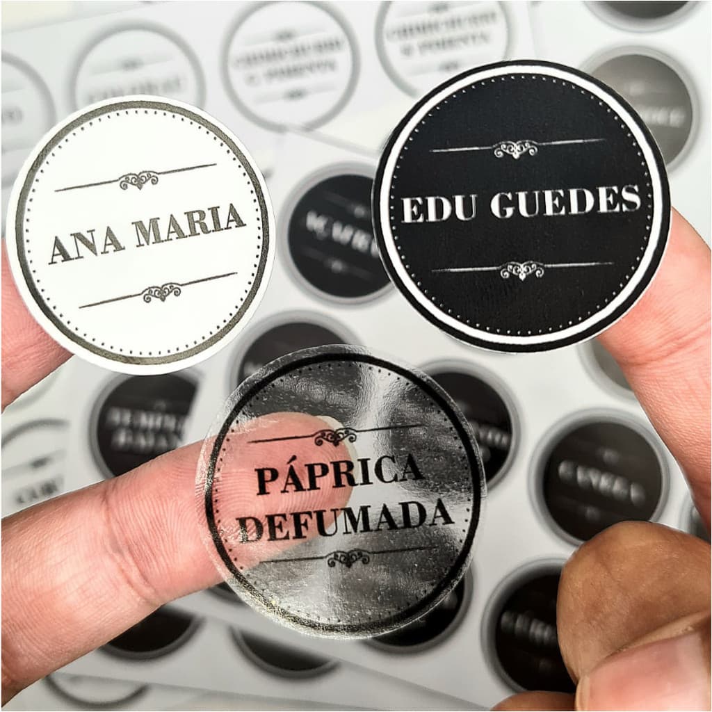 Kit 48 Adesivos Organizadores para Temperos e Condimentos 3x3cm | Rótulos para Potes de Cozinha