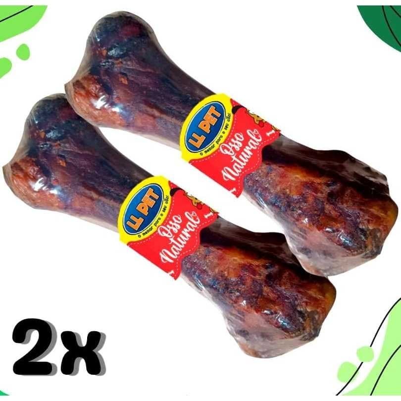 Kit 2 Ossos Desidratado Petisco Pet Fêmur Suino 100% Natural Defumado  Para Cães