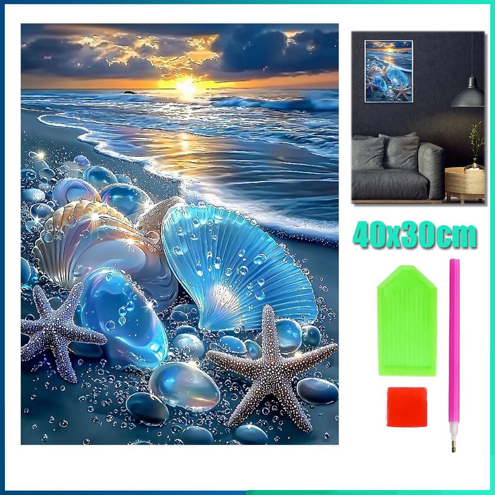 Quadrado Pintura Diamante 5D Pintura de Diamante Pintura DIY 5D Diamante 40x32cm Praia Azul