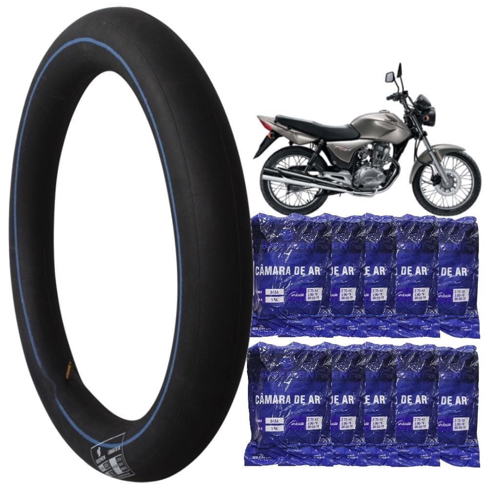 Kit 10 Câmaras de Ar Pneu Aro 18 Moto CG TITAN FAN 8454 BREMEN