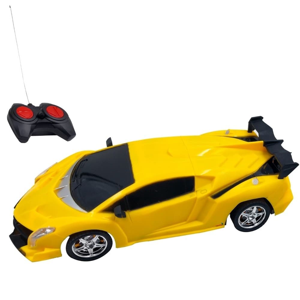 Carrinho Controle Remoto C/ Farol Luz Lamborghini Amarelo Infantil Toys 1:18 Inmetro