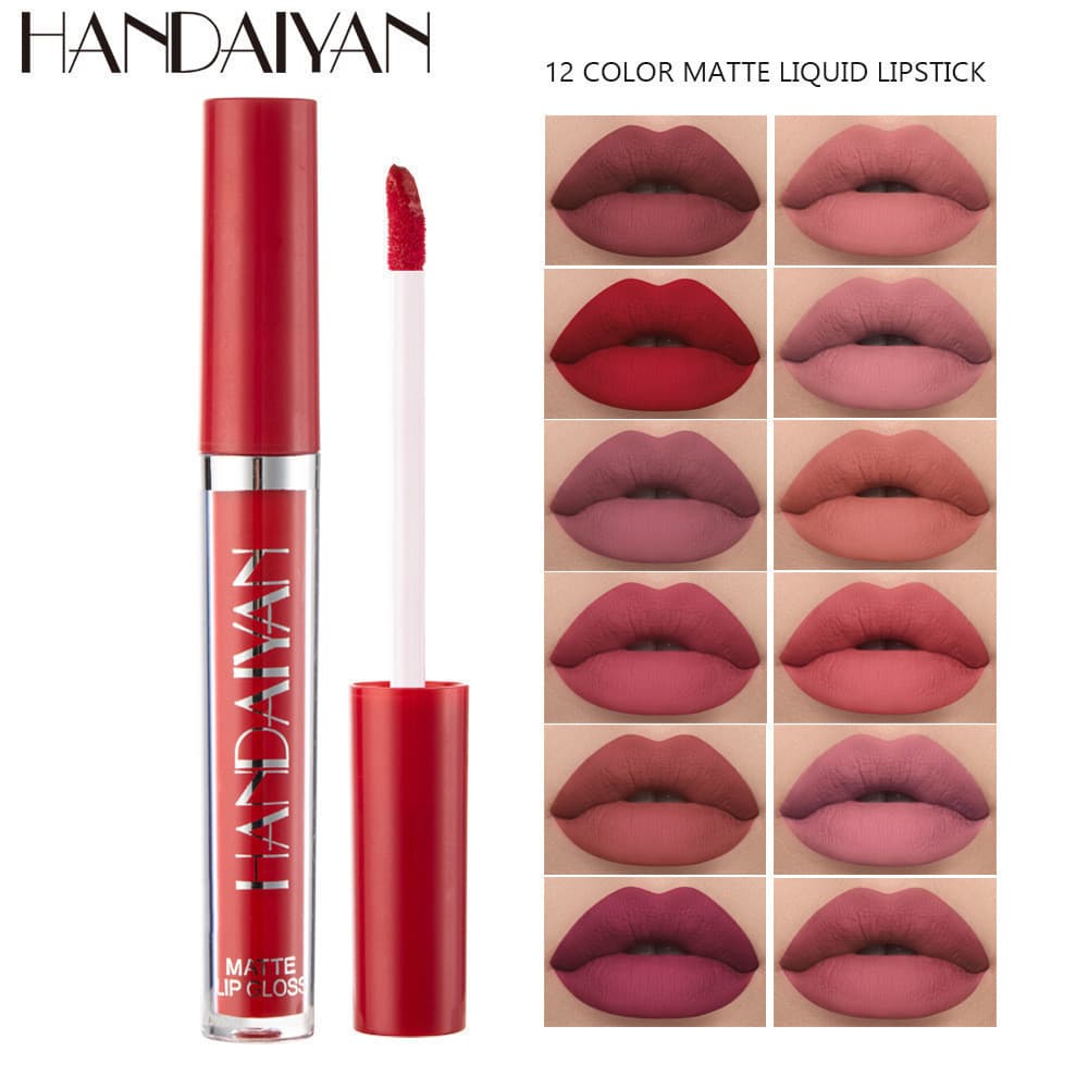 Para mulheres, batom líquido matte 12 cores, cores intensas, não desbota, ideal para o trabalho