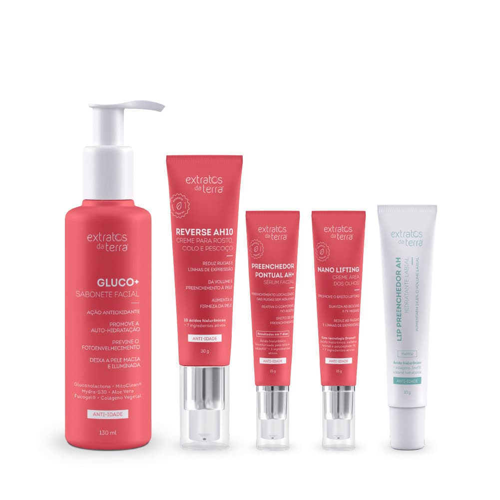 Kit anti-idade uso pessoal completo 5 itens Extratos da Terra