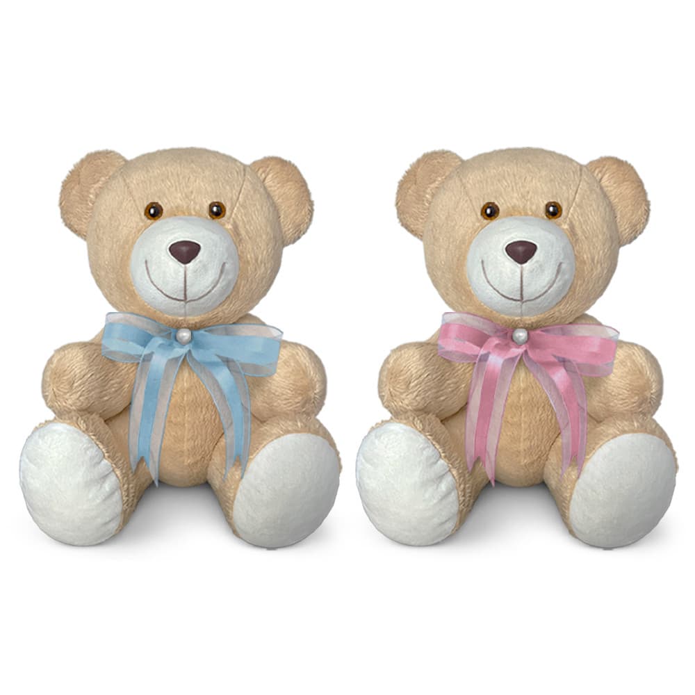 Kit 2 Ursinho de Pelúcia Antialérgico Articulado Com Laço 20cm  | Urso de Decoração e Lembrancinha