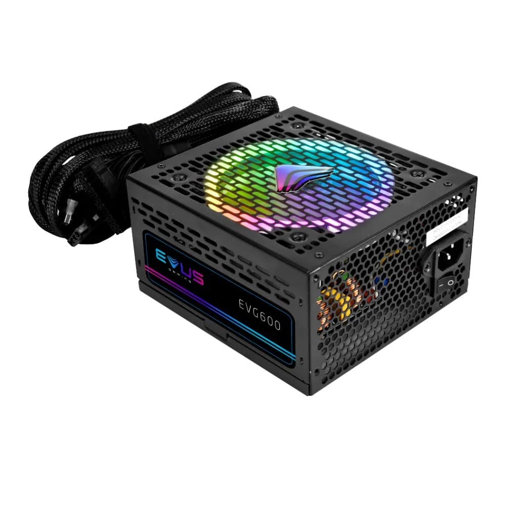 Fonte Gamer Energia Alimentação Evus 600W 80Plus Bronze EVG600 ARGB