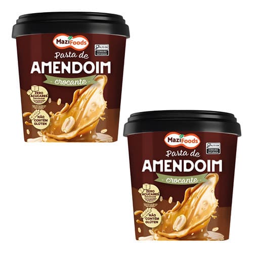 2 Pasta Amendoim Integral Natural Saudável Crocante 1,01kg
