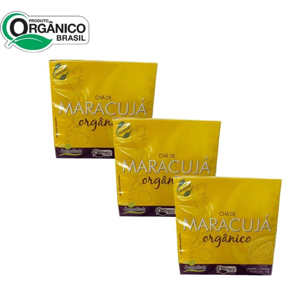 KIT 3 CAIXAS 30 sachês Chá do Fruto de Maracujá Orgânico Campo Verde