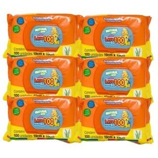 Kit C/6 Toalhas Umedecidas Natural Baby (600 unidades)
