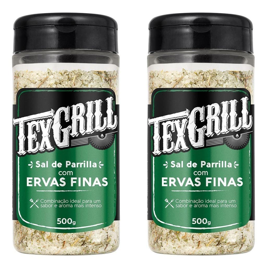 Kit 2 unidades de Sal de Parrilha Ervas Finas Tempero de Carne, Costelas e Assados Texgrill  500g
