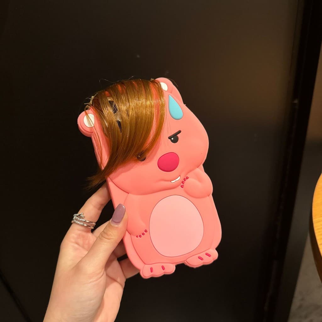 Capinha iphone 11/12/13/14/15 Pro max,Capinha 3d de silicone,loopy,castor,com cabelo,à prova de choque