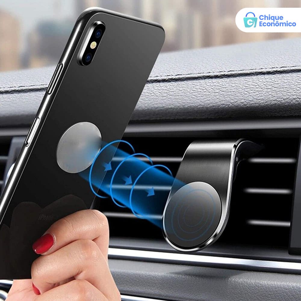 Suporte Magnético para Carro com Rotação 360° e Compatível com Todos Celulares