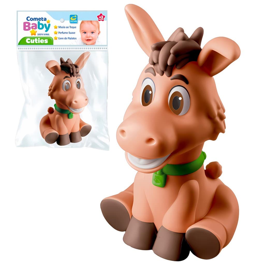 Brinquedo Bebê Burrinho Mordedor Sensorial 100% Vinil Macio Infantil Banho Banheira Brinquedo