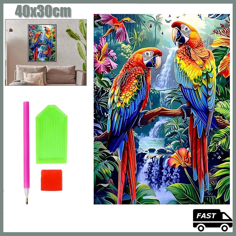 40x30cm 5D DIY papagaio duplo Quadrado Pintura Com Diamante Broca Completa Arte Artesanato Decoração Diamond Painting