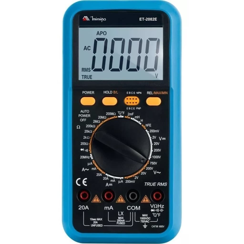Multímetro Digital Manual CAT III 600V 3 1/2 Dígitos ET-2082E Minipa