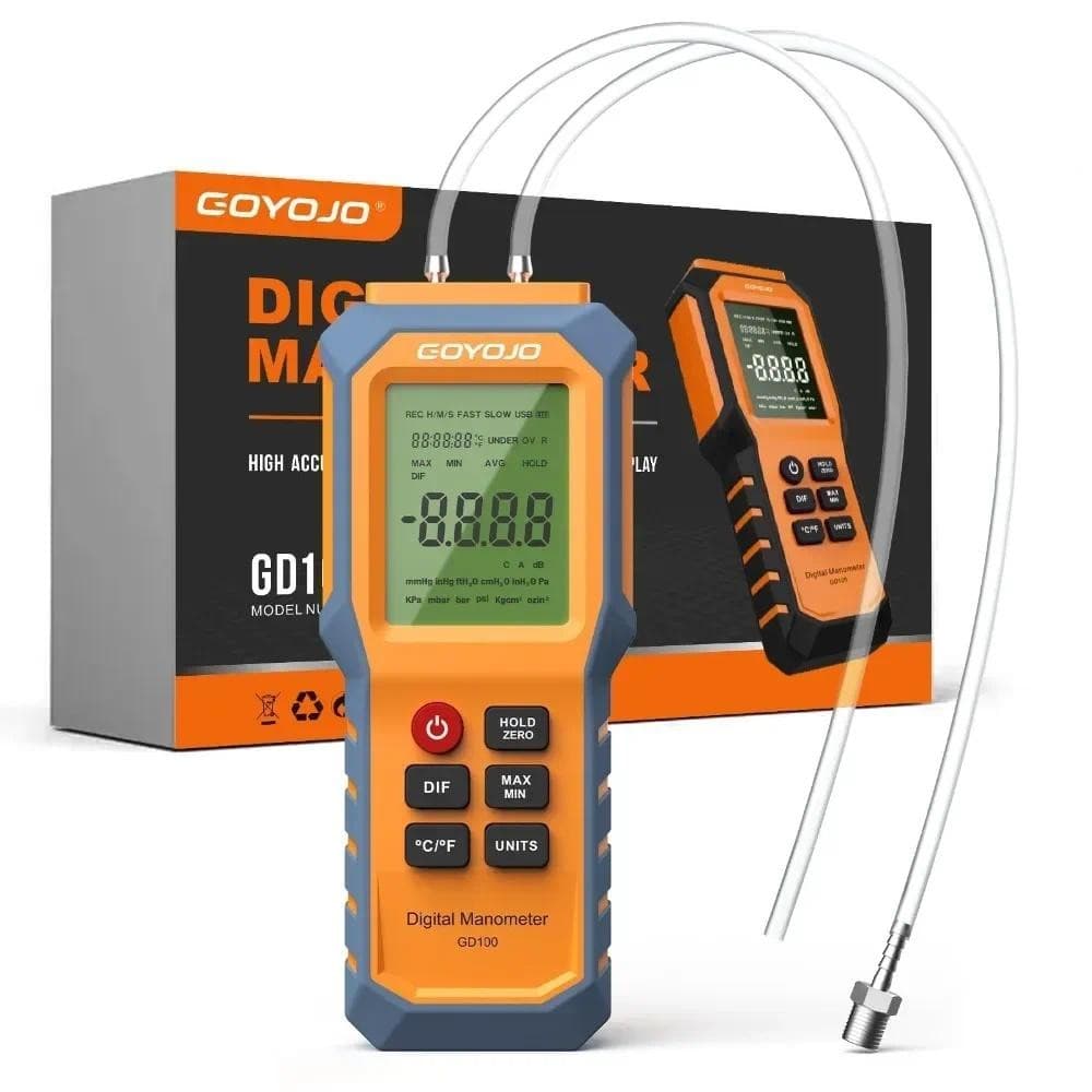 Manômetro Digital GOYOJO Com Testador De Pressão De Gás Medidor Ar De Porta Dupla Retroiluminado Para Detecção De Ventil
