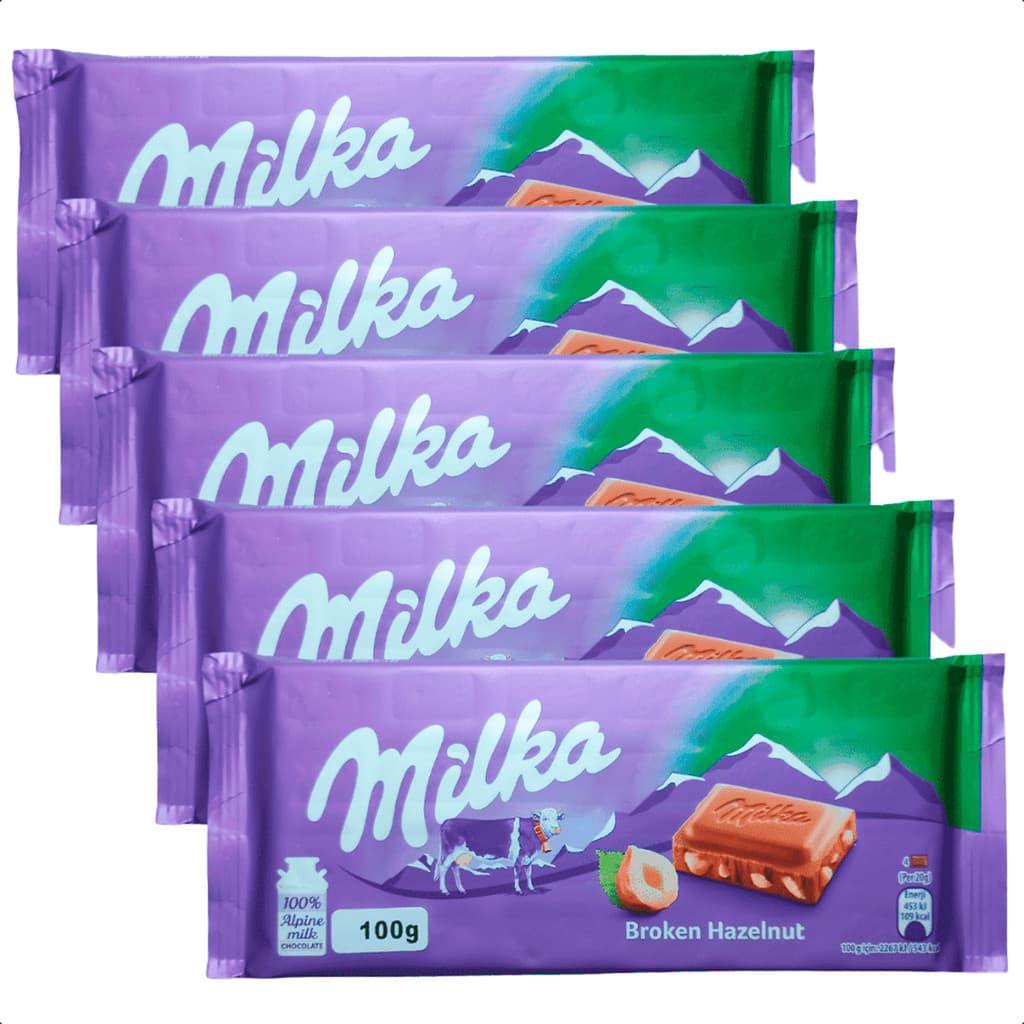 Kit 5 Chocolate com avelã Milka Hazelnut 90g Importado