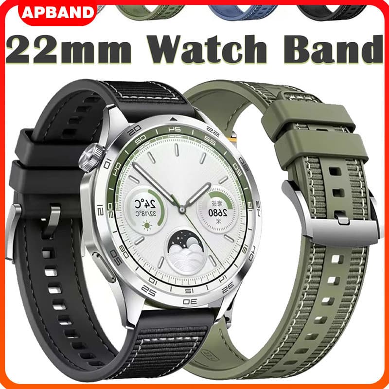 Pulseira 22mm Nailon De Silicone Para Relógio Smartwatch Huawei Watch GT 6/5/4/3 Pro/ Samsung/Amazfit GTS GTR Bip/Redmi