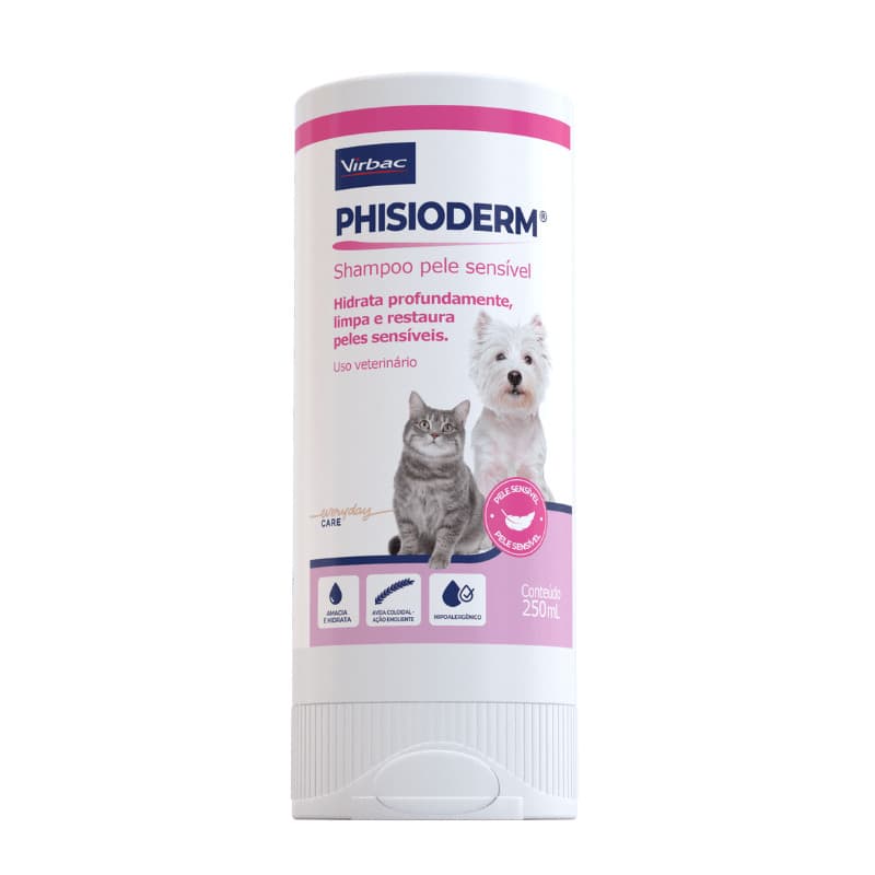 Phisioderm® Shampoo Pele Sensível | Virbac 250ml - Shampoo para Cães e Gatos