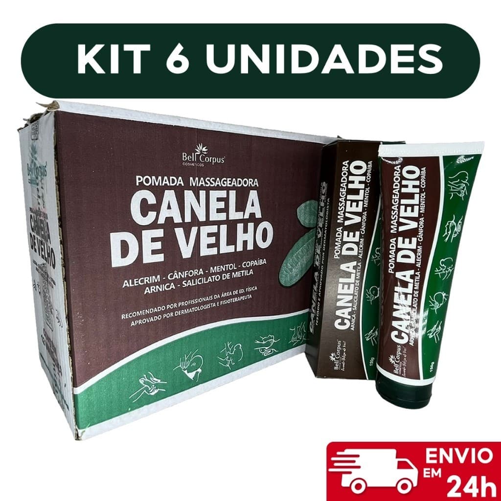 Kit 6un Pomada Massageadora Canela de Velho Bisnaga 150g Bell Corpus