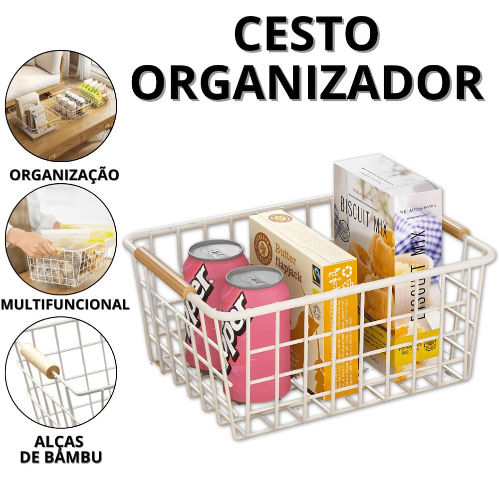 Cesto Organizador Multiuso Aramado Cesta Organizadora Metal Cestos Organizadores Cozinha