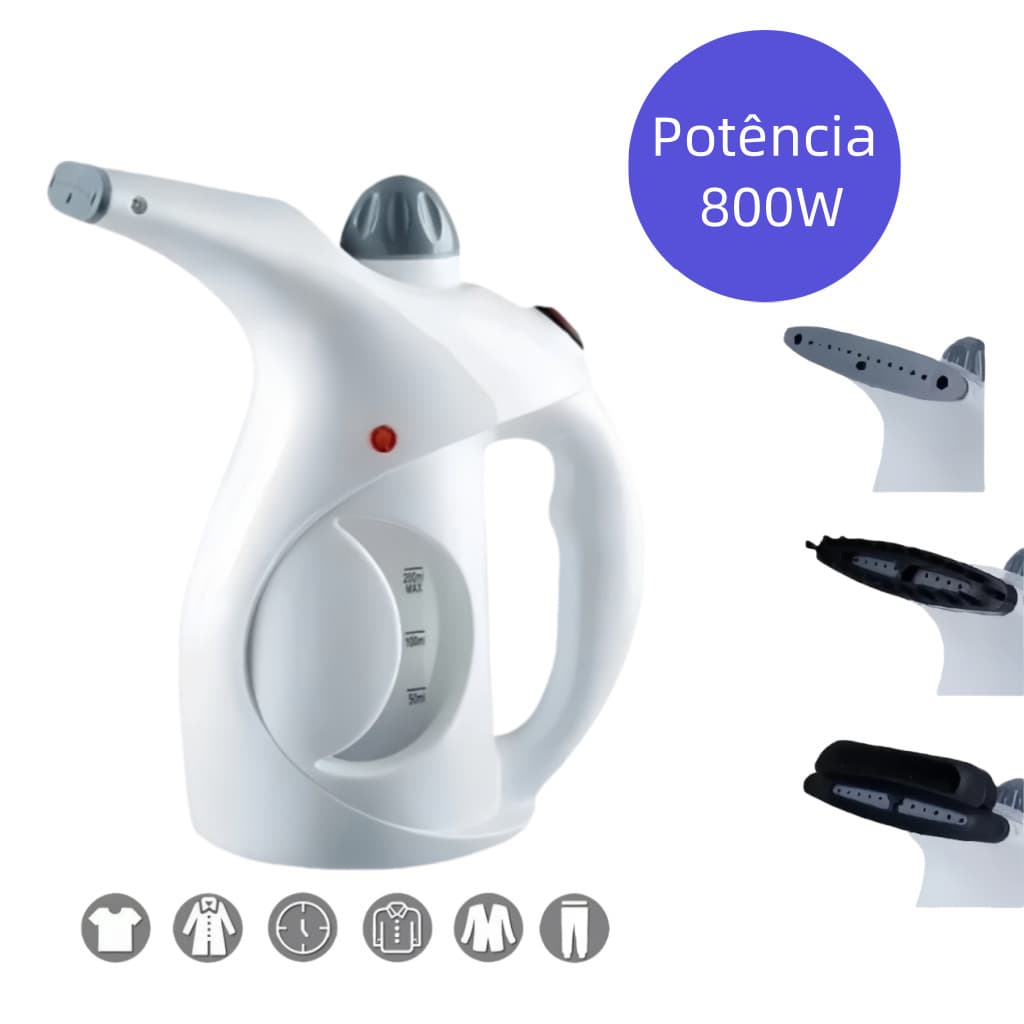 Passadeira a Vapor 110V 800W Portátil Tira Amassos - Rosa/Branco