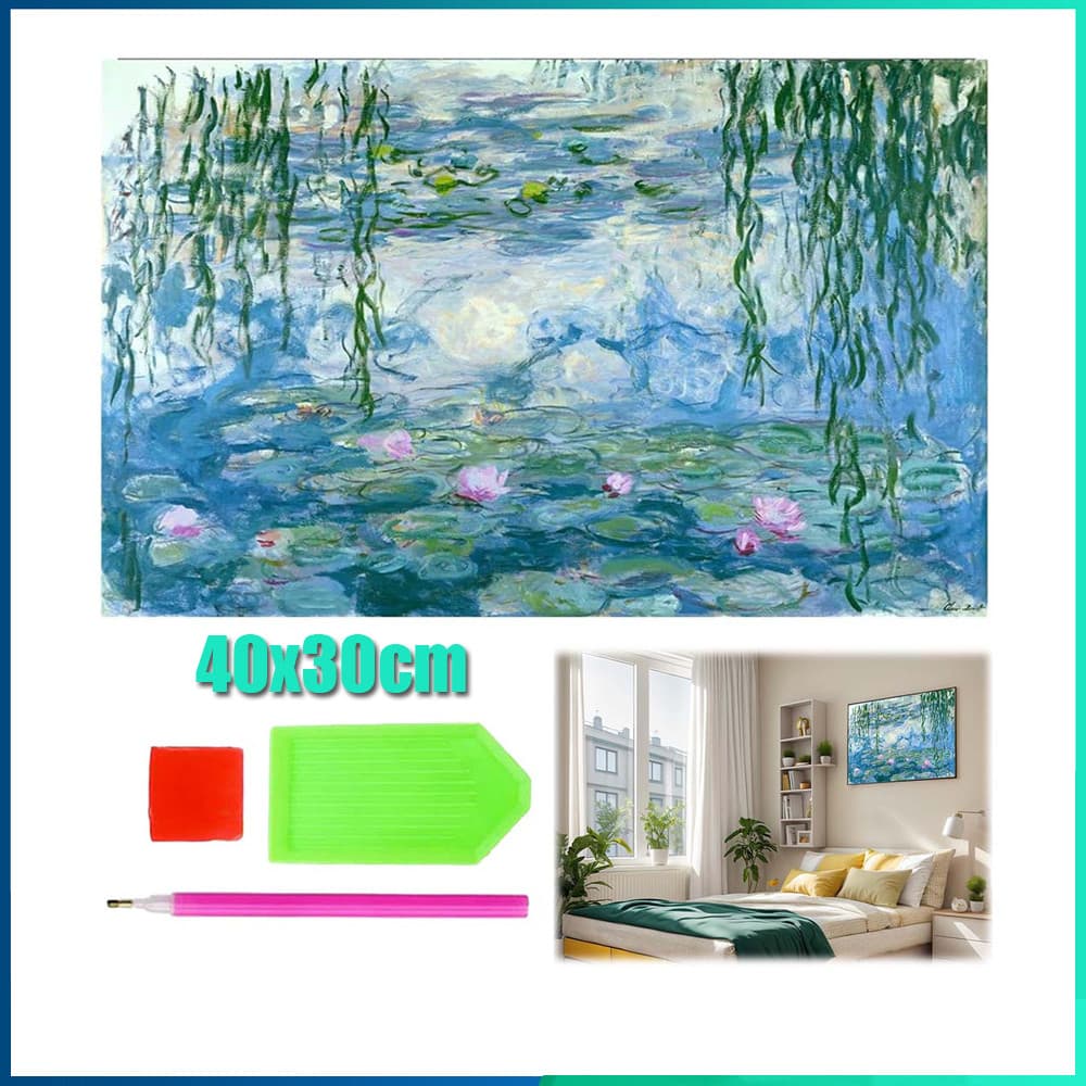 Quadrado Pintura Diamante 5D Pintura de Diamante Pintura DIY 5D Diamante 40x30cm Flor de Lótus