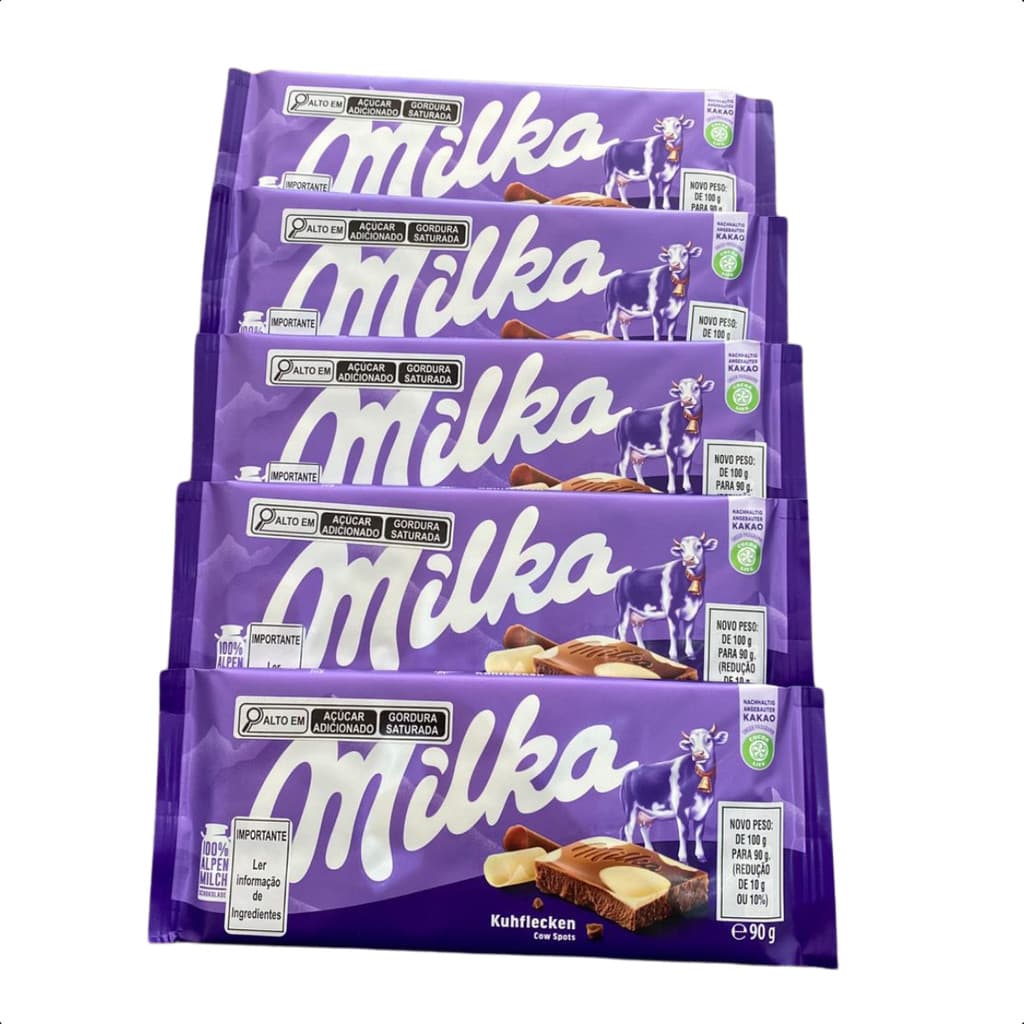 Kit 5 Chocolates Milka Branco e Ao Leite 90g Importado