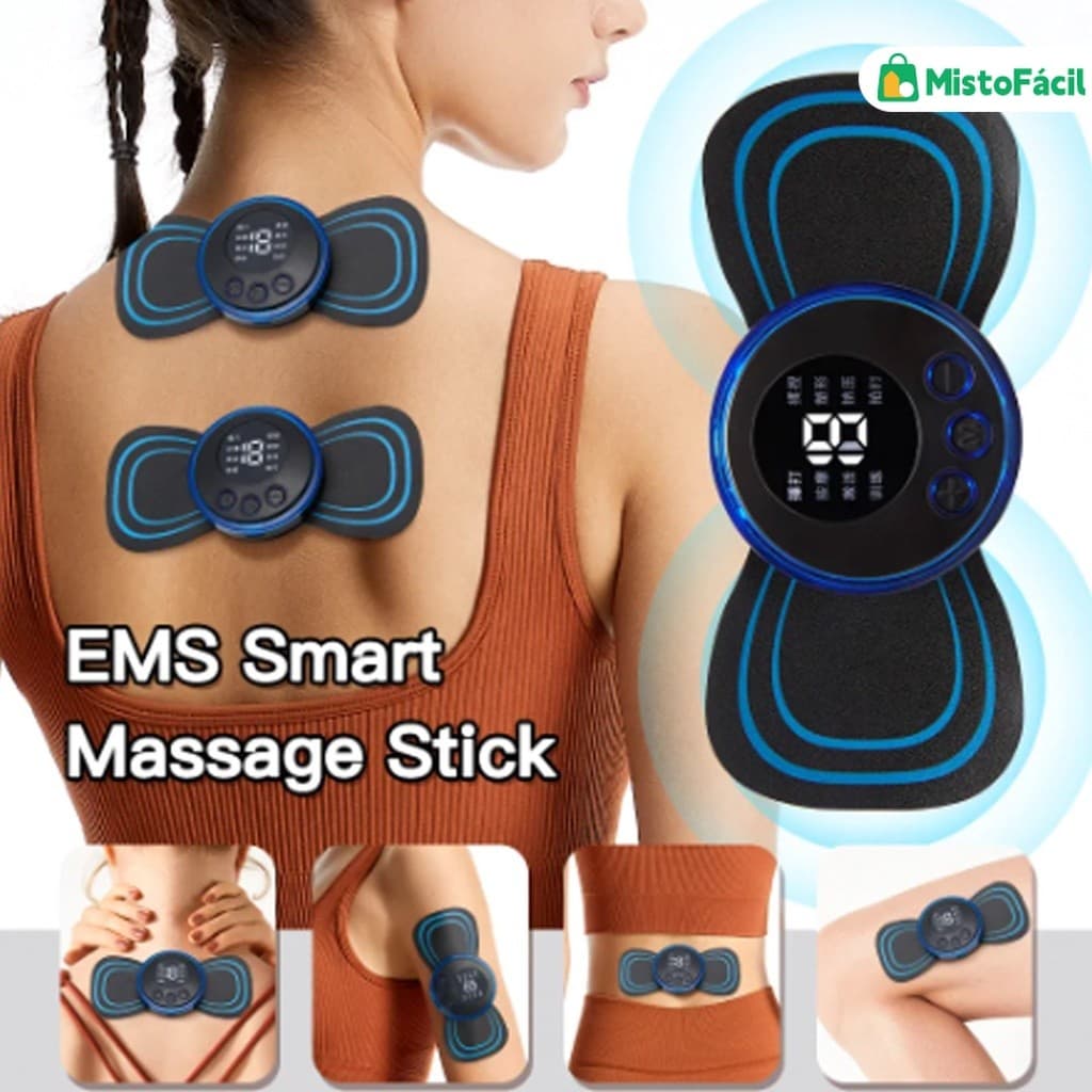 Kit Mini Massageador EMS Estimulador Elétrico Portátil de Pescoço para Aliviar Dor Muscular do Pescoço do Palácio
