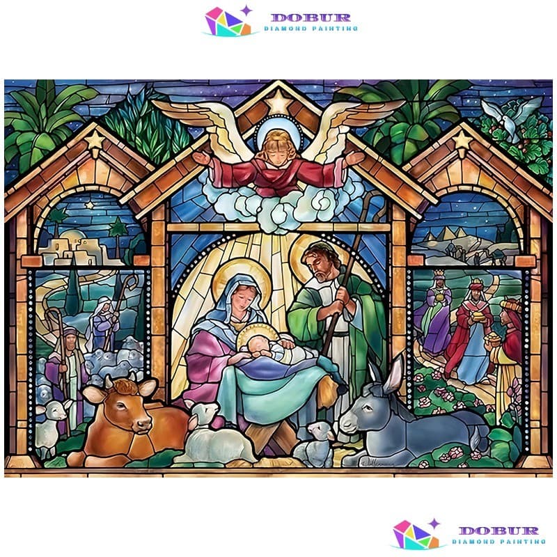 DOBUR | Conjunto De Pintura Diamante Presépio 5D DIY Redondo/Quadrado Completo Broca Tela Com Número Artesanato Presente