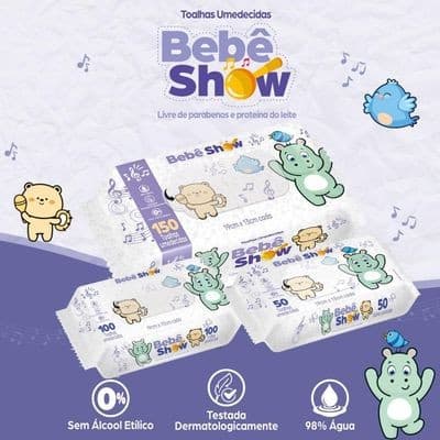 Toalhas Umedecidas Bebe Show Kit C/06 Unid 50 Toalinhas 300 UNid