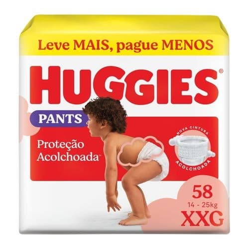 Huggies Fralda Pants Pants Proteção Acolchoada XXG - 58 Un