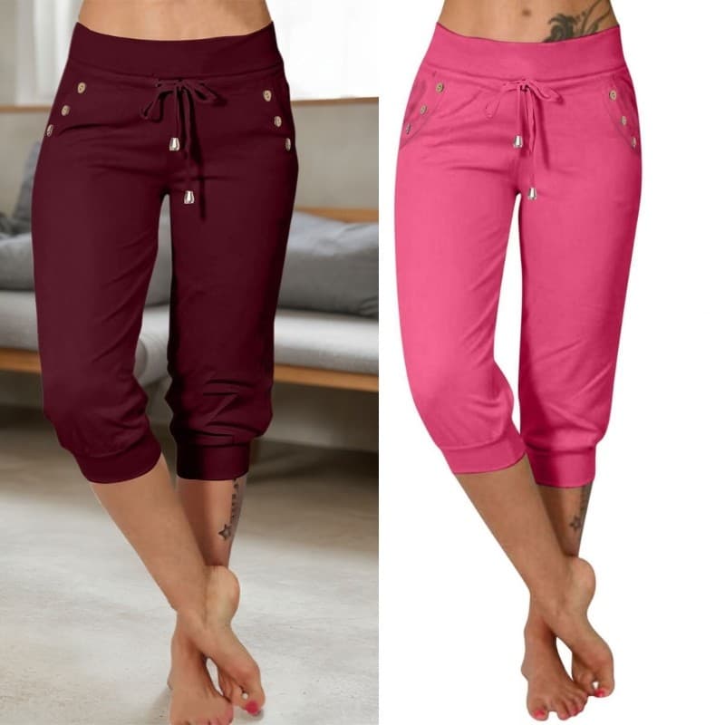 Bmico Casual Cortado Calças Treino Feminino Respirável Cintura Elástica Roupas Esportivas Bolsos Yoga Fitness Act