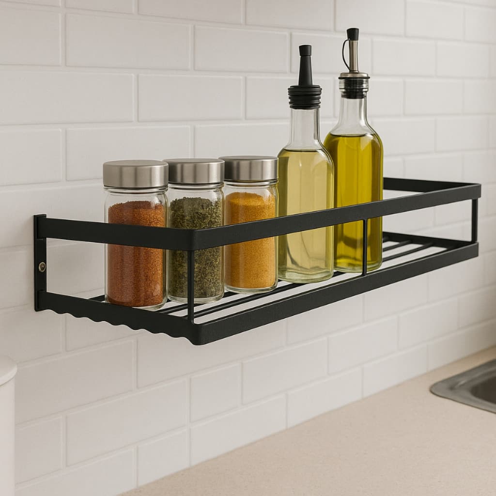 Suporte Porta Tempero Condimento Prateleira de Parede para Cozinha Utensílios Multiuso Organizador