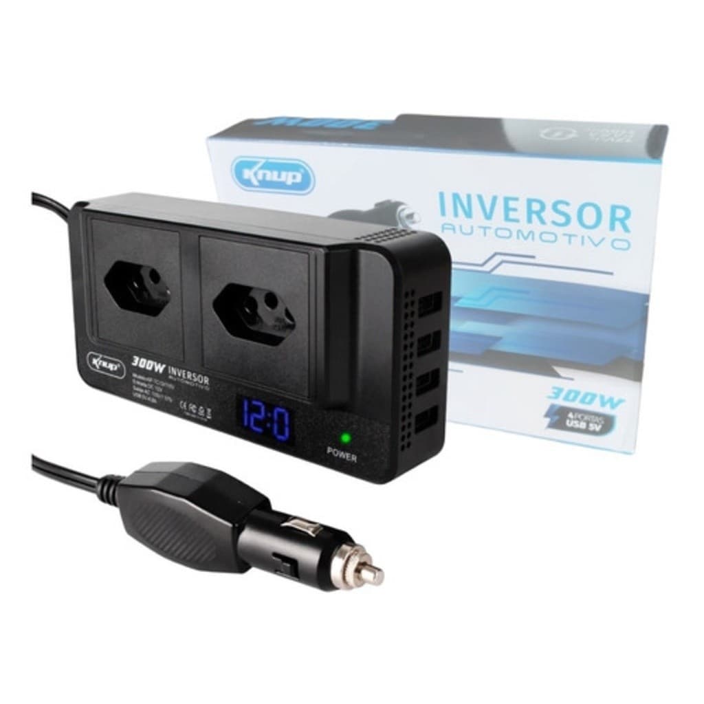 Inversor Tensão 12v 110v Veicular 300w Conversor 4 Porta Usb
