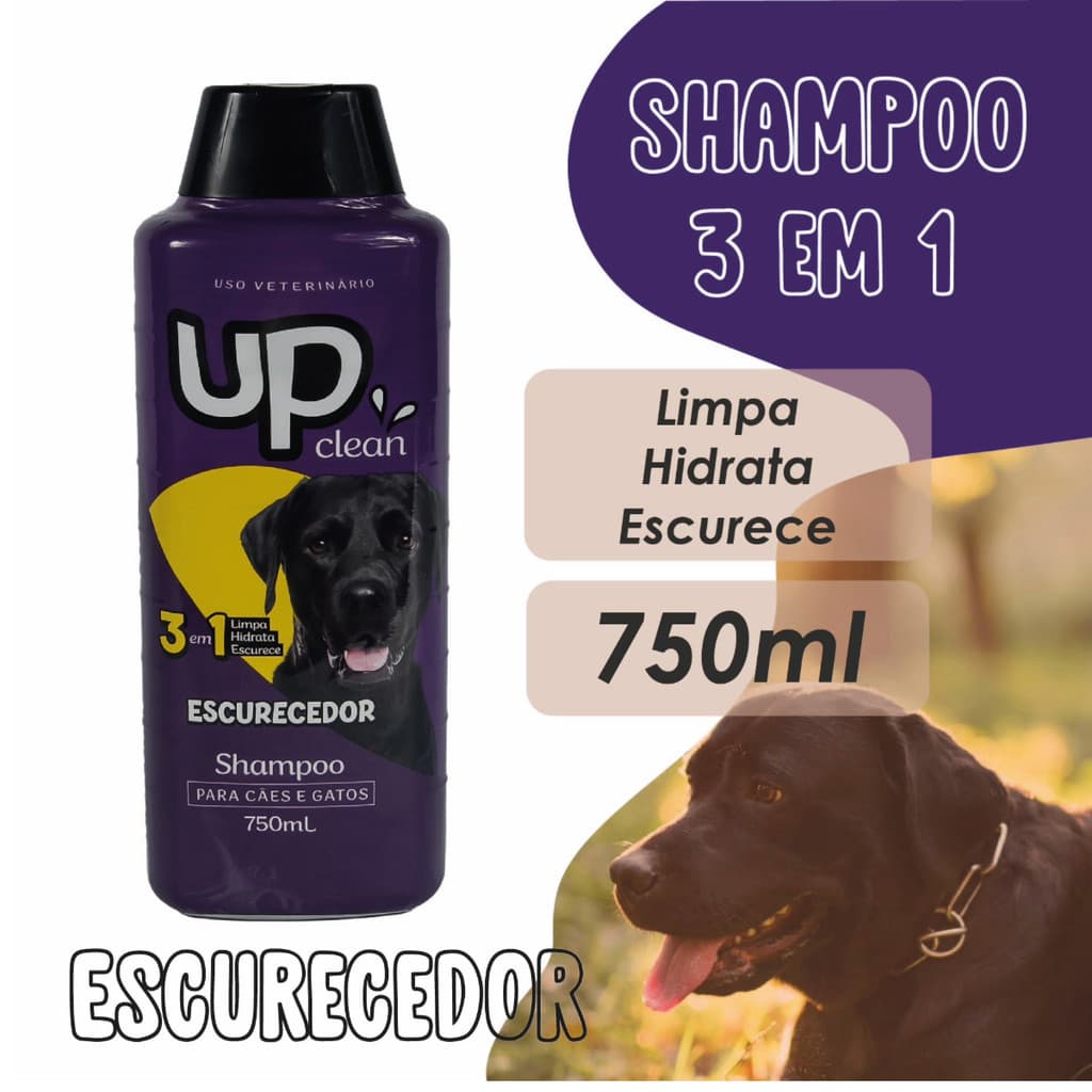 Shampoo Hidratante Dark Escurecedor 3 Em 1 - 750ml Up Clean Cães Gatos Pet Shop Banho e Tosa