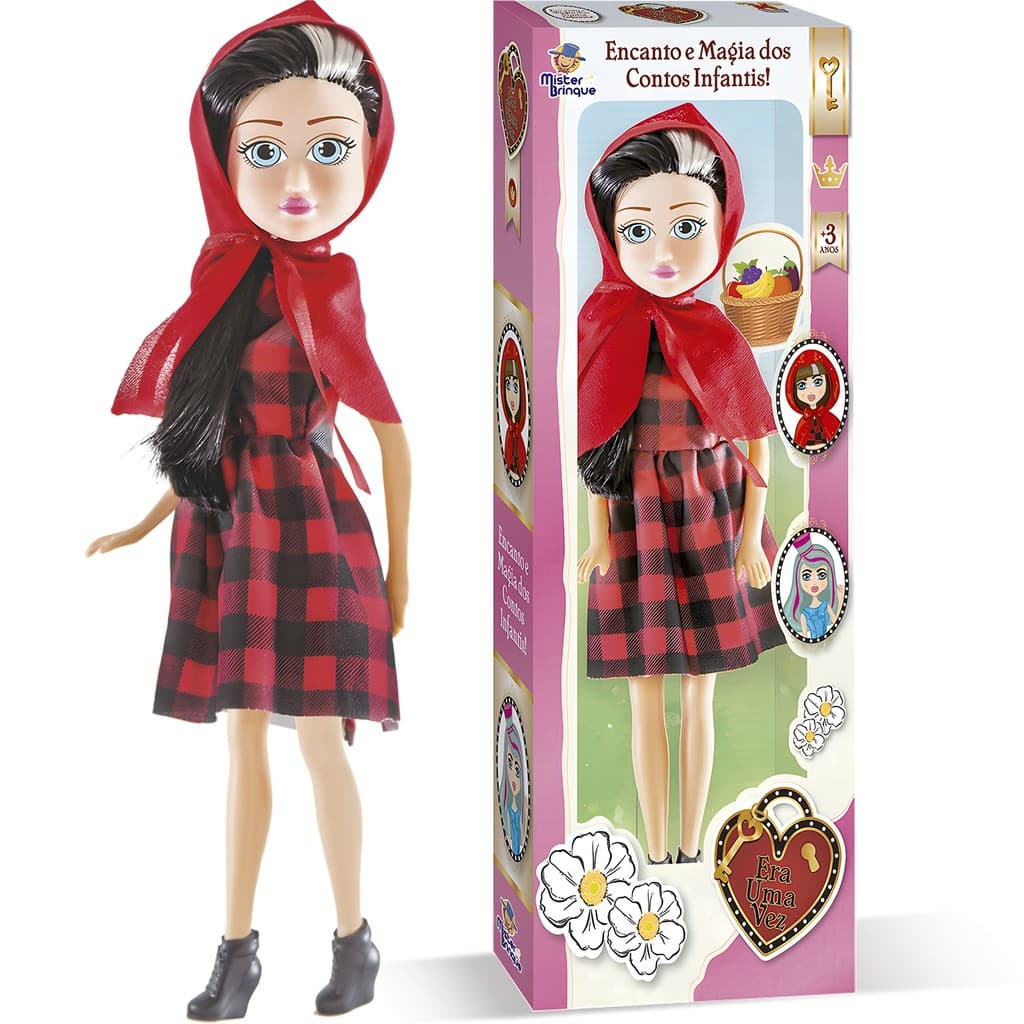 Chapeuzinho Vermelho Boneca Menina Coleção Era Uma Vez Articulada 30 Cm - Mister Brinque