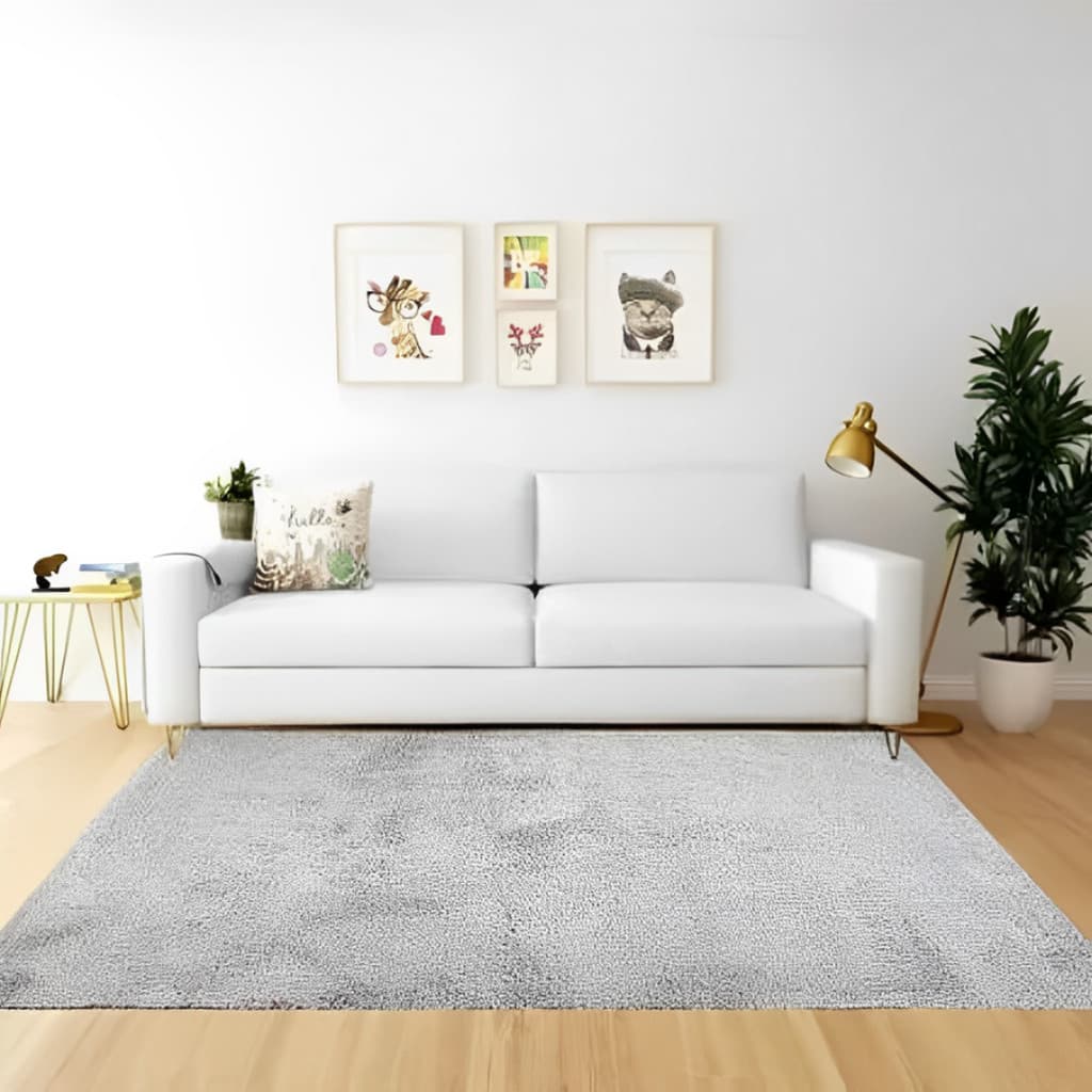 Tapete Sala Quarto Antiderrapante Macio Apolo Felpudo Pelo Baixo 150 x 200 - Prata