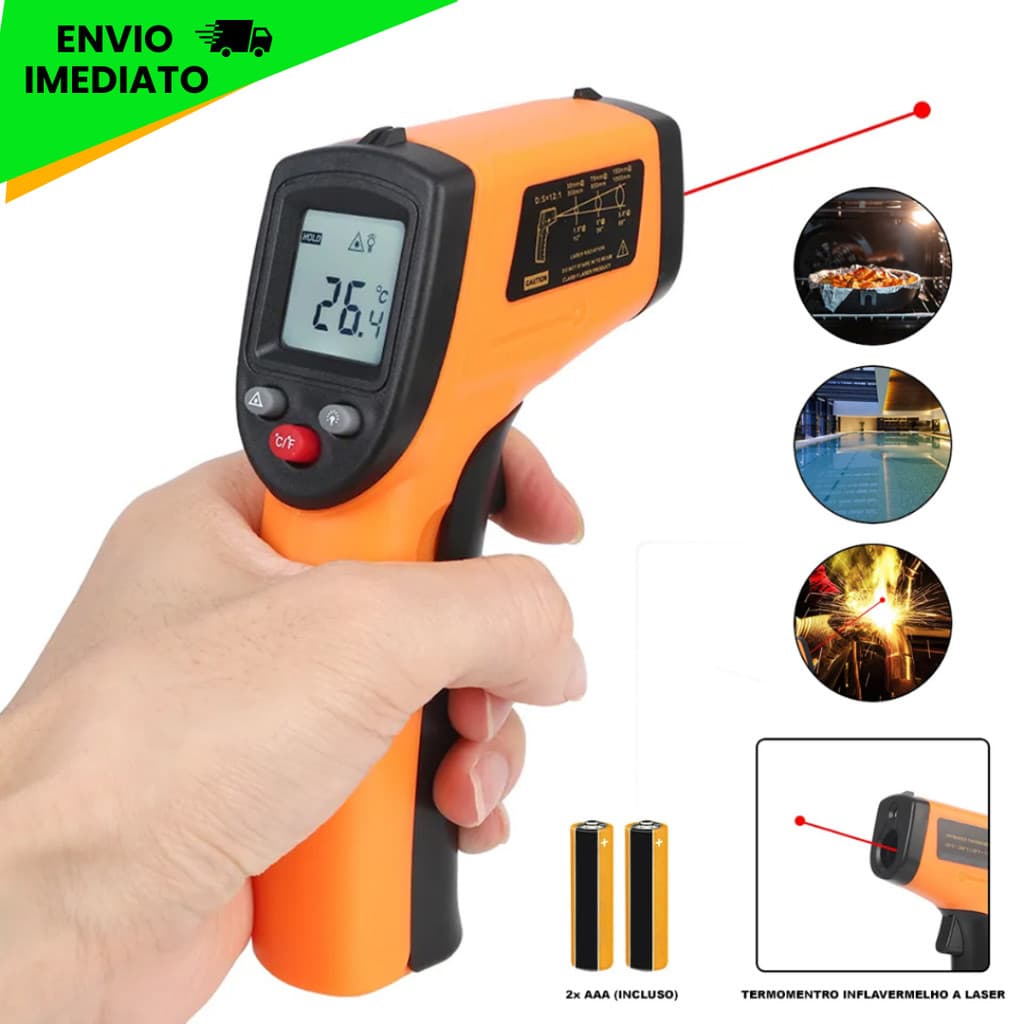 Termômetro Digital Infravermelho Cozinha e comida Laser Temperatura Industrial -55ºc - 400ºc 161