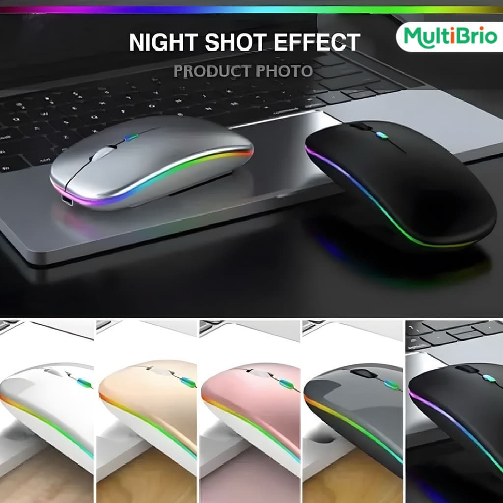 mouse Sem Fio Recarregável Led RGB Silencioso Clique 2.4 Ghz Ergonômico player home office