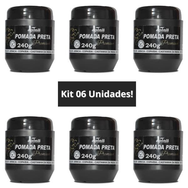 Kit 6 Unidades POMADA PRETA PREMIUM 240g APINIL