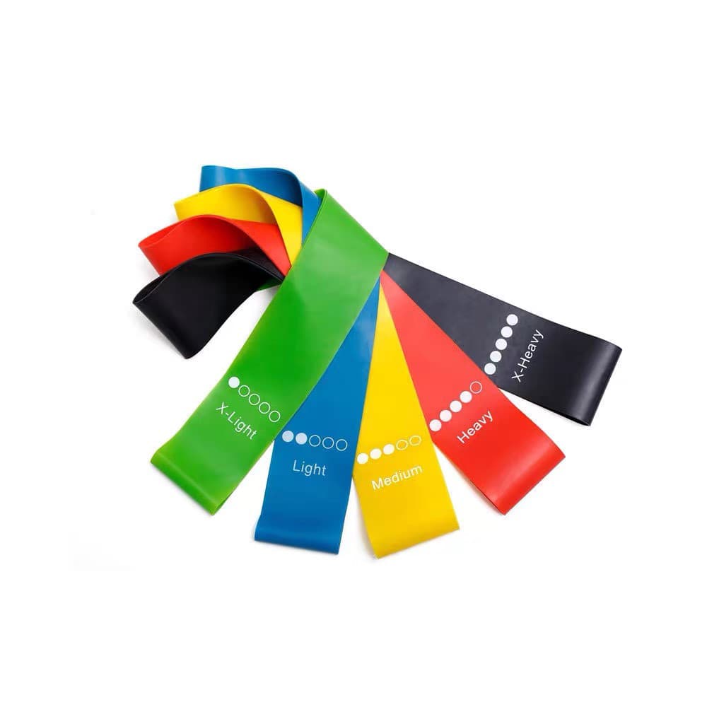 Kit 5 Faixa Elástica de Resistência Mini Band para Treino Yoga Pilates Treino Academia Musculação Crossfit