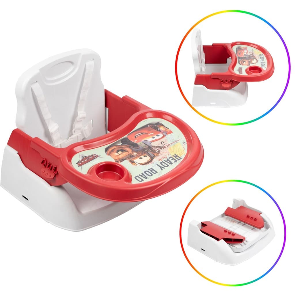 Cadeira Alimentação Booster Portátil | Disney Carros | Até 15kg | Bandeja Ajustável 5 Pontos