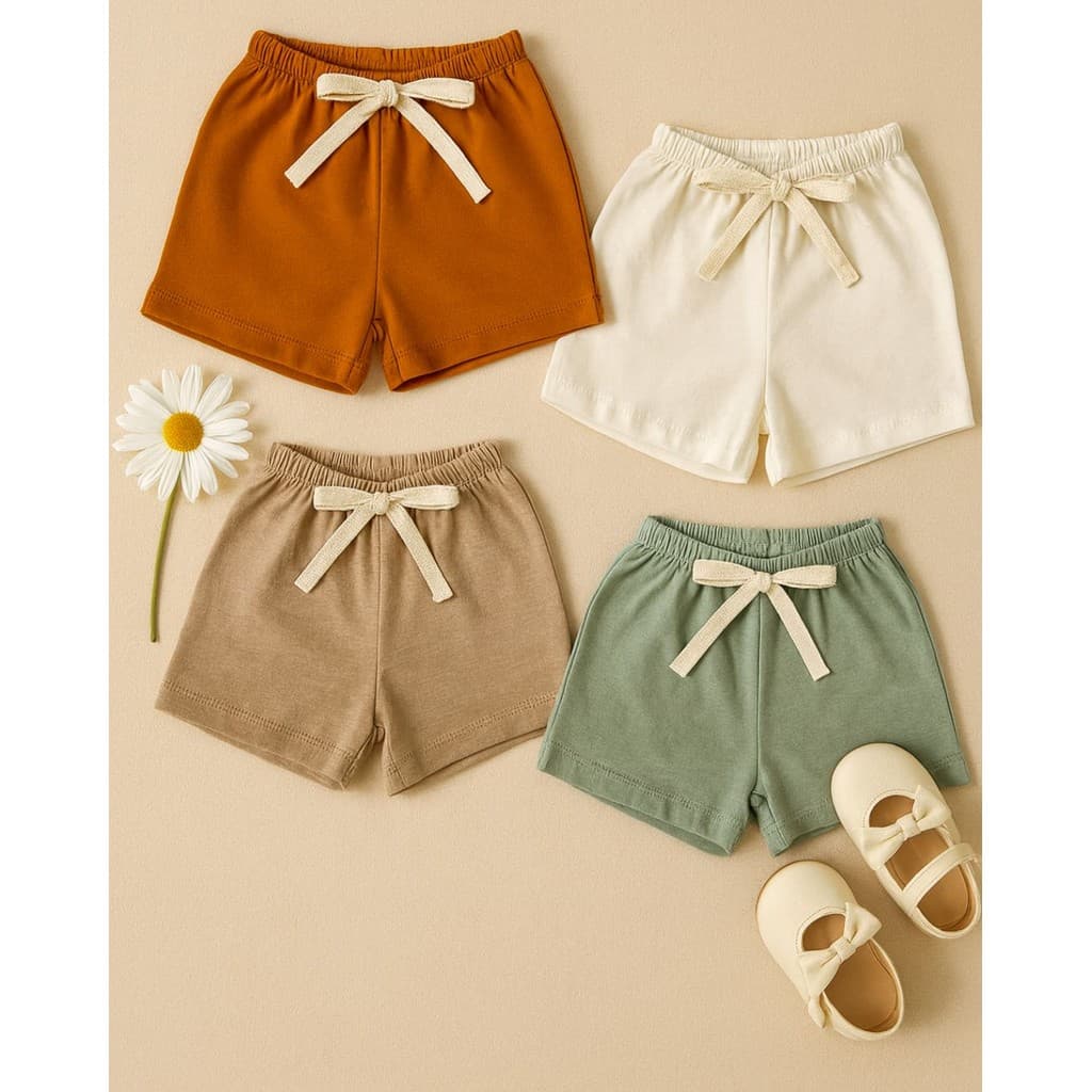 Kit 4 Shorts Bebê Infantil 100% Algodão Unissex Menino Menina P ao 2 Mali Arte