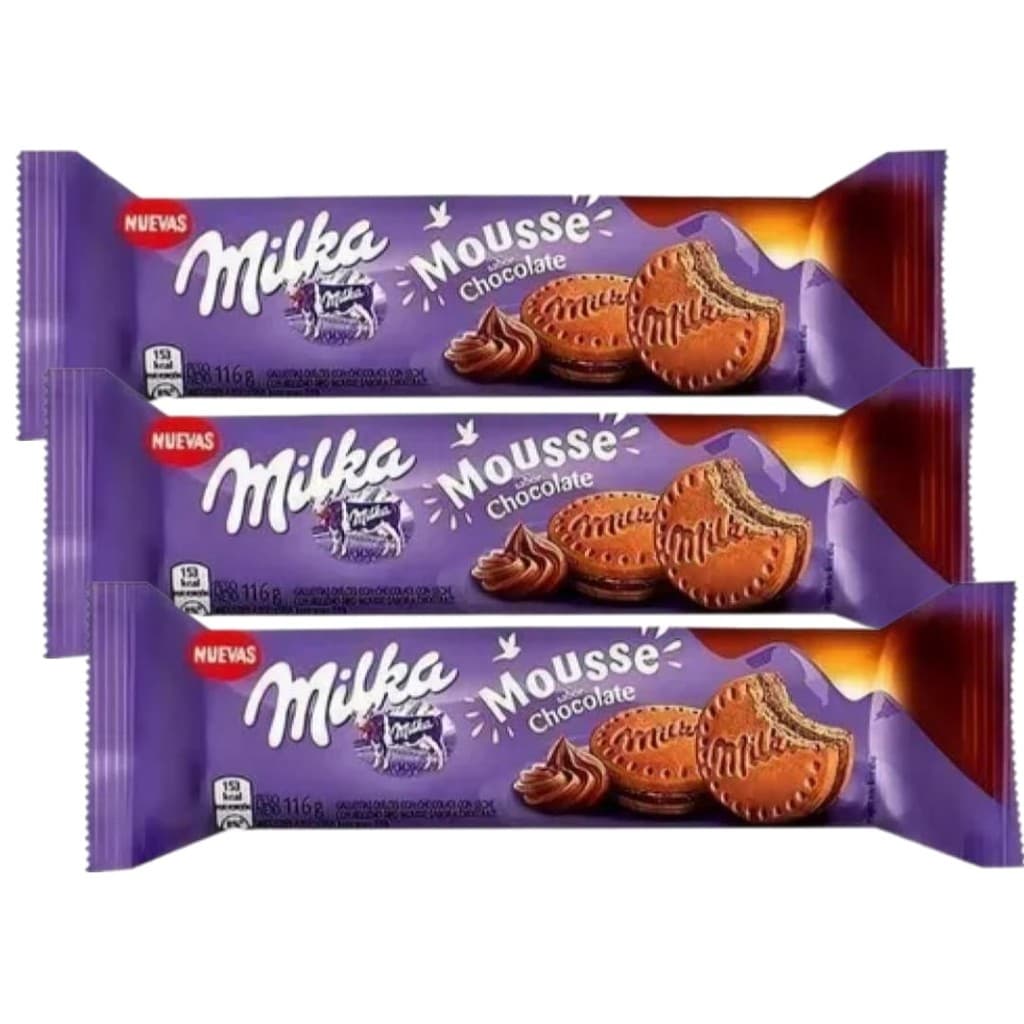 Biscoito Recheado Milka Mousse Chocolate Importado 116g - 3 Unid