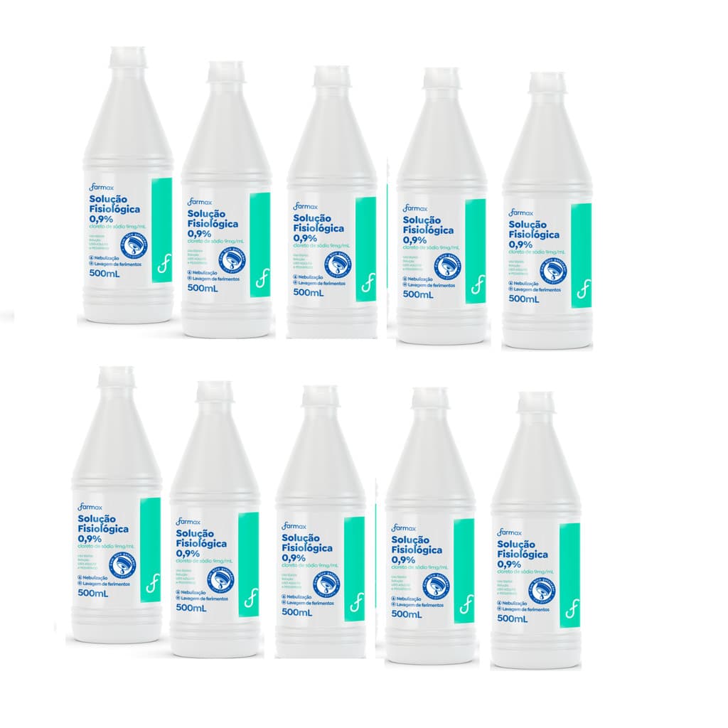 Kit 10x Soro Fisiológico 500ml Farmax Sorimax Bico Gotejador