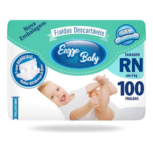 Fralda Enzzo Baby RN 100 Unidades - Proteção e Conforto Recém-Nascido